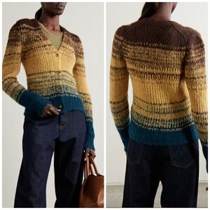 Ulla Johnson Stripe Fuzzy Needle Knit Paola Cardigan Size L